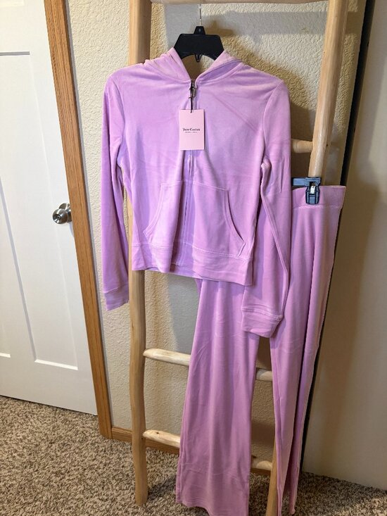 Juicy Couture Pants - Juicy Couture Pink Velour Tracksuit Hoodie Pants Set Medium NWT